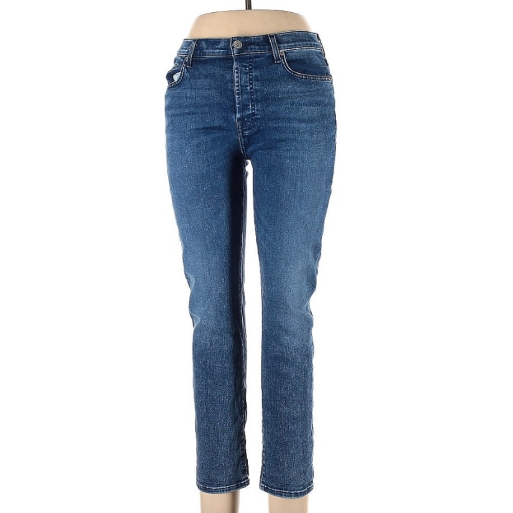 7 For All Mankind High Rise Waist Skinny Jeans 28 Button Fly - Picture 1 of 9